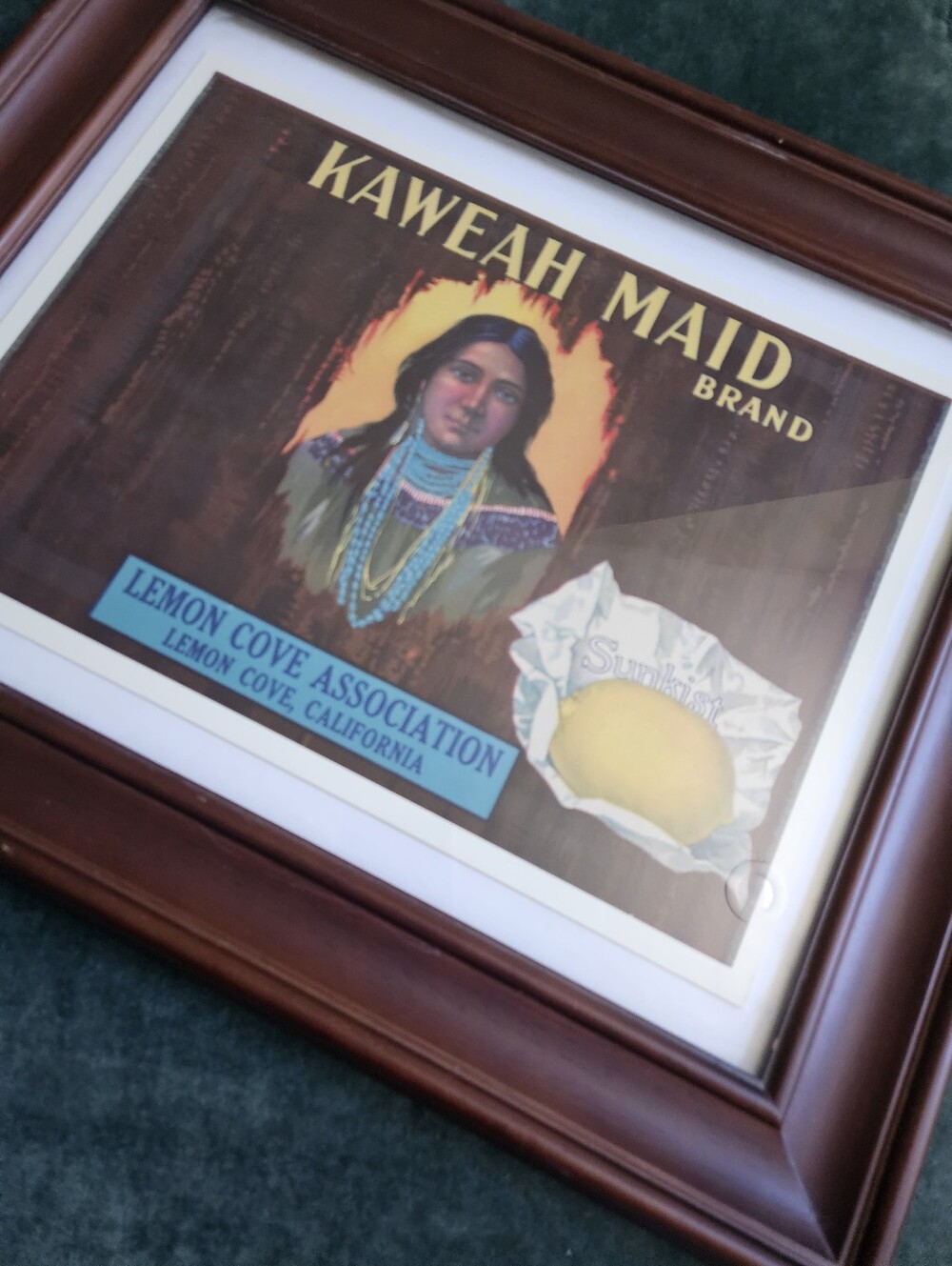 Vintage Sunkist Orange Crate Native American Woman Picture